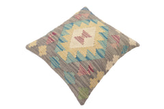 handmade Traditional Pillow Gray Blue Hand-Woven SQUARE 100% WOOL  Hand woven turkish pillow  2 x 2