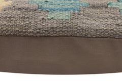handmade Traditional Pillow Gray Blue Hand-Woven SQUARE 100% WOOL  Hand woven turkish pillow  2 x 2