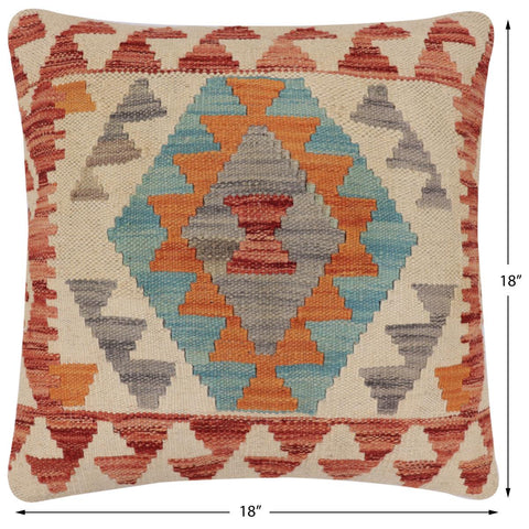handmade Traditional Pillow Beige Red Hand-Woven SQUARE 100% WOOL Hand woven turkish pillow2 x 2