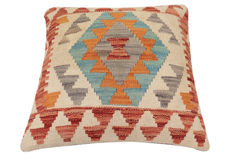 handmade Traditional Pillow Beige Red Hand-Woven SQUARE 100% WOOL Hand woven turkish pillow2 x 2