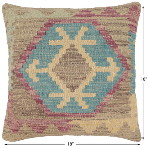 handmade Traditional Pillow Blue Purple Hand-Woven SQUARE 100% WOOL Hand woven turkish pillow2 x 2