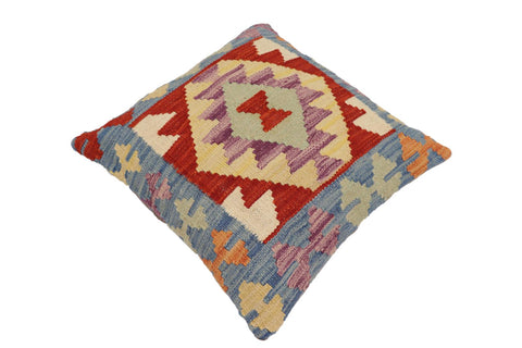 handmade Traditional Pillow Blue Rust Hand-Woven SQUARE 100% WOOL Hand woven turkish pillow2 x 2