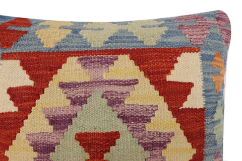 handmade Traditional Pillow Blue Rust Hand-Woven SQUARE 100% WOOL Hand woven turkish pillow2 x 2