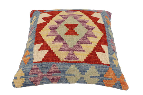 handmade Traditional Pillow Blue Rust Hand-Woven SQUARE 100% WOOL Hand woven turkish pillow2 x 2