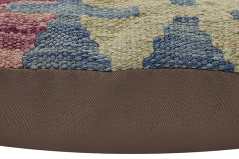 handmade Traditional Pillow Blue Rust Hand-Woven SQUARE 100% WOOL Hand woven turkish pillow2 x 2