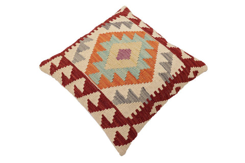 handmade Traditional Pillow Beige Red Hand-Woven SQUARE 100% WOOL Hand woven turkish pillow2 x 2