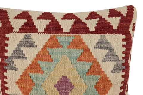 handmade Traditional Pillow Beige Red Hand-Woven SQUARE 100% WOOL Hand woven turkish pillow2 x 2