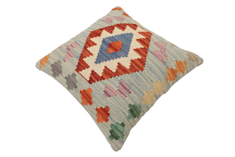 handmade Traditional Pillow Blue Rust Hand-Woven SQUARE 100% WOOL Hand woven turkish pillow2 x 2
