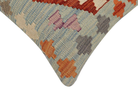 handmade Traditional Pillow Blue Rust Hand-Woven SQUARE 100% WOOL Hand woven turkish pillow2 x 2