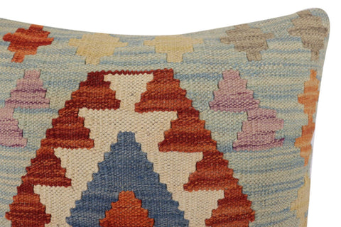handmade Traditional Pillow Blue Rust Hand-Woven SQUARE 100% WOOL Hand woven turkish pillow2 x 2