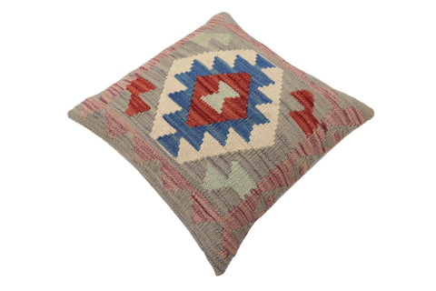 handmade Traditional Pillow Gray Blue Hand-Woven SQUARE 100% WOOL Hand woven turkish pillow2 x 2