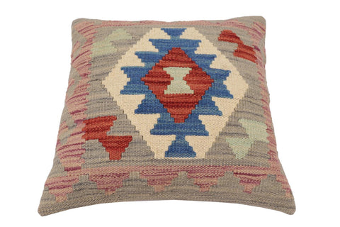 handmade Traditional Pillow Gray Blue Hand-Woven SQUARE 100% WOOL Hand woven turkish pillow2 x 2