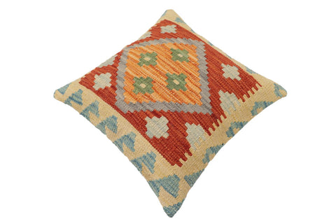 handmade Traditional Pillow Rust Blue Hand-Woven SQUARE 100% WOOL Hand woven turkish pillow2 x 2