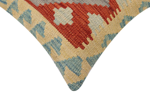 handmade Traditional Pillow Rust Blue Hand-Woven SQUARE 100% WOOL Hand woven turkish pillow2 x 2