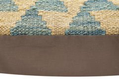 handmade Traditional Pillow Rust Blue Hand-Woven SQUARE 100% WOOL Hand woven turkish pillow2' x 2'