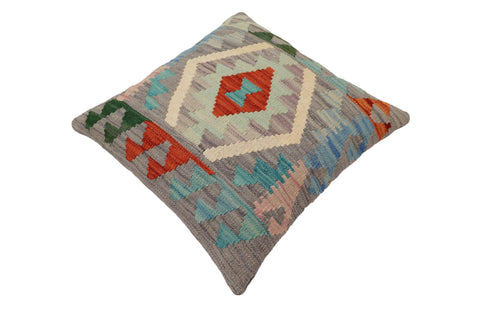 handmade Traditional Pillow Gray Rust Hand-Woven SQUARE 100% WOOL Hand woven turkish pillow2 x 2