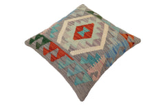 handmade Traditional Pillow Gray Rust Hand-Woven SQUARE 100% WOOL Hand woven turkish pillow2' x 2'