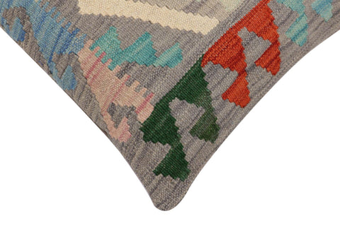 handmade Traditional Pillow Gray Rust Hand-Woven SQUARE 100% WOOL Hand woven turkish pillow2 x 2