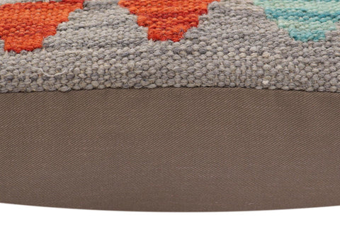 handmade Traditional Pillow Gray Rust Hand-Woven SQUARE 100% WOOL Hand woven turkish pillow2 x 2