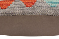 handmade Traditional Pillow Gray Rust Hand-Woven SQUARE 100% WOOL Hand woven turkish pillow2' x 2'