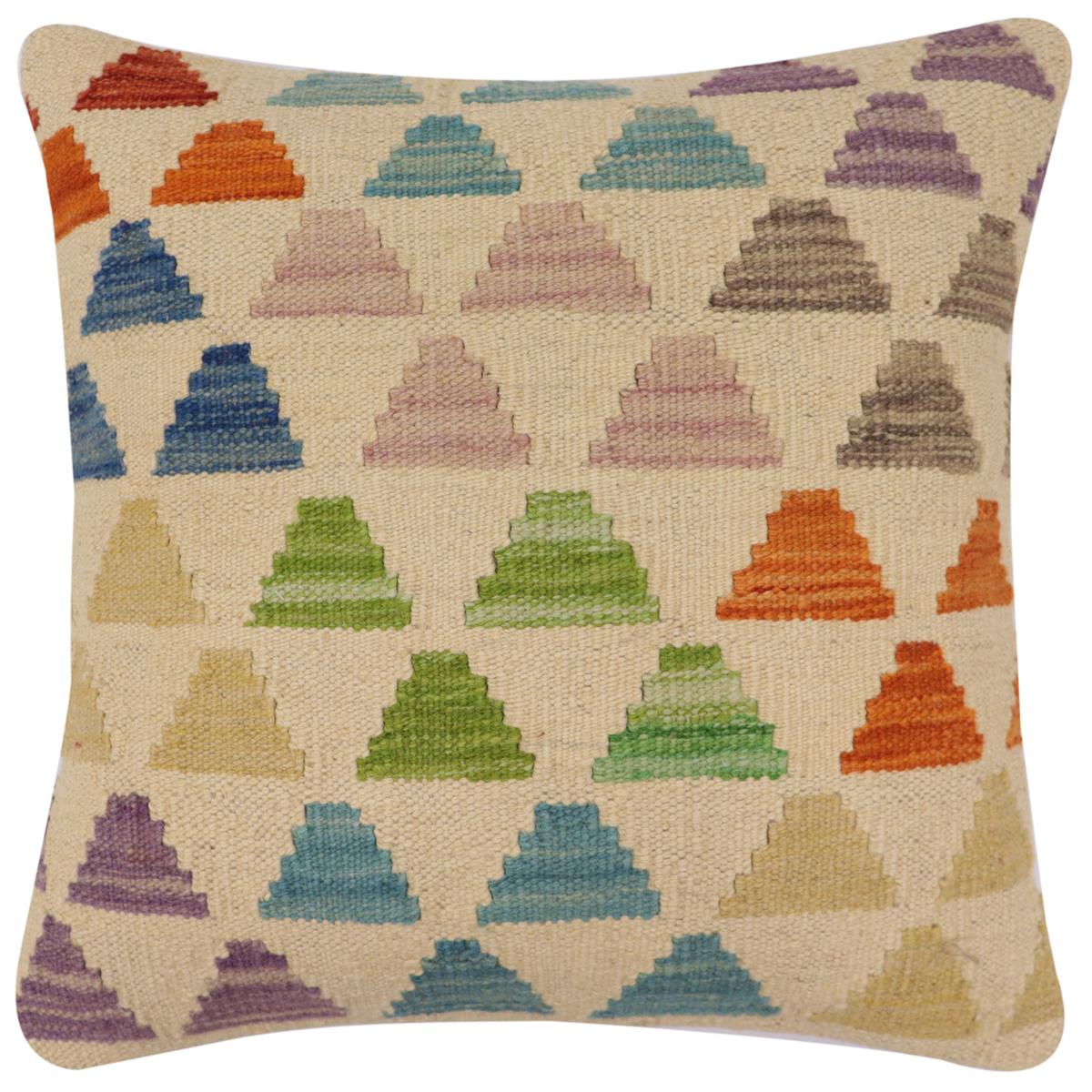 handmade Modern Pillow Beige Rust Hand-Woven SQUARE 100% WOOL Hand woven turkish pillow2 x 2