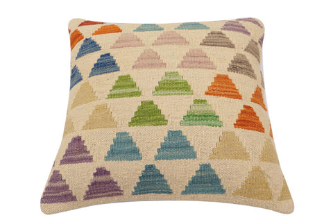 handmade Modern Pillow Beige Rust Hand-Woven SQUARE 100% WOOL Hand woven turkish pillow2 x 2