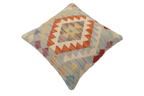 handmade Traditional Pillow Blue Rust Hand-Woven SQUARE 100% WOOL Hand woven turkish pillow2 x 2