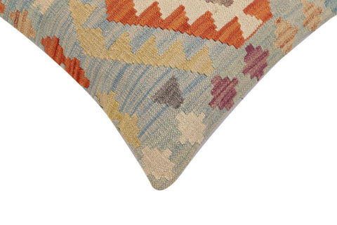 handmade Traditional Pillow Blue Rust Hand-Woven SQUARE 100% WOOL Hand woven turkish pillow2 x 2