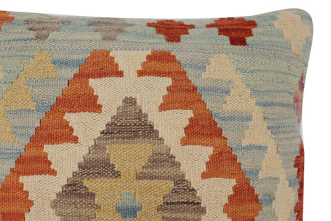 handmade Traditional Pillow Blue Rust Hand-Woven SQUARE 100% WOOL Hand woven turkish pillow2 x 2