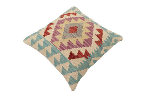 handmade Traditional Pillow Blue Red Hand-Woven SQUARE 100% WOOL Hand woven turkish pillow2 x 2