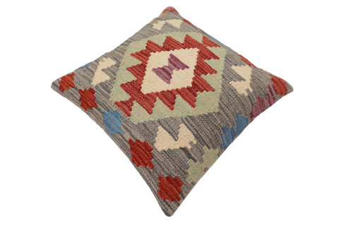handmade Traditional Pillow Gray Red Hand-Woven SQUARE 100% WOOL Hand woven turkish pillow2 x 2