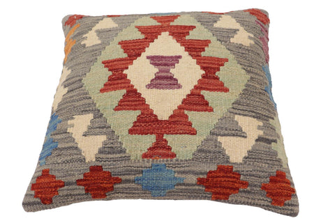 handmade Traditional Pillow Gray Red Hand-Woven SQUARE 100% WOOL Hand woven turkish pillow2 x 2