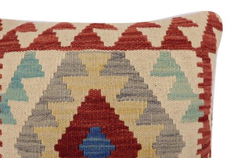 handmade Traditional Pillow Red Beige Hand-Woven SQUARE 100% WOOL Hand woven turkish pillow2 x 2