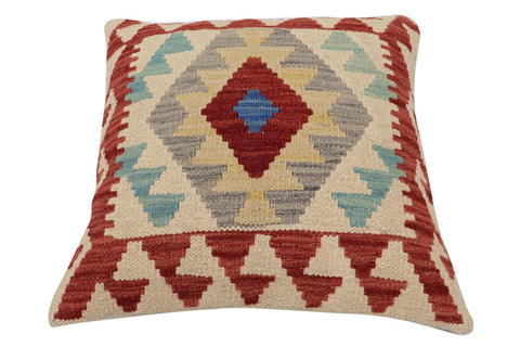 handmade Traditional Pillow Red Beige Hand-Woven SQUARE 100% WOOL Hand woven turkish pillow2 x 2