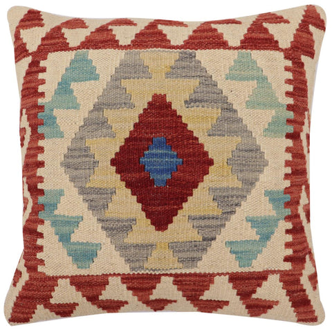 handmade Traditional Pillow Red Beige Hand-Woven SQUARE 100% WOOL Hand woven turkish pillow2 x 2