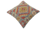 handmade Traditional Pillow Blue Rust Hand-Woven SQUARE 100% WOOL  Hand woven turkish pillow  2 x 2