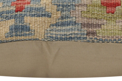 handmade Traditional Pillow Blue Rust Hand-Woven SQUARE 100% WOOL  Hand woven turkish pillow  2 x 2