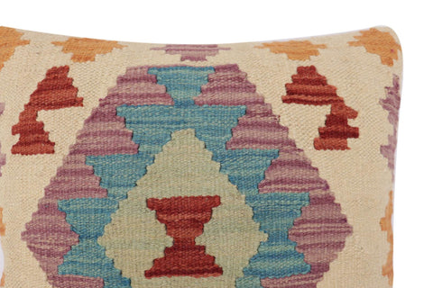 handmade Traditional Pillow Beige Red Hand-Woven SQUARE 100% WOOL Hand woven turkish pillow2 x 2