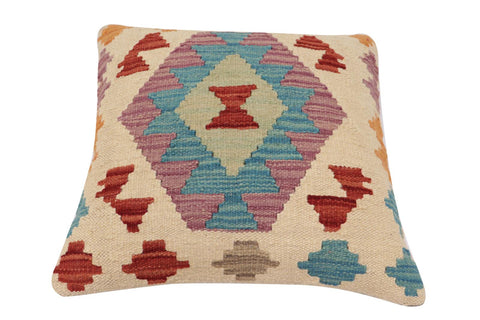handmade Traditional Pillow Beige Red Hand-Woven SQUARE 100% WOOL Hand woven turkish pillow2 x 2
