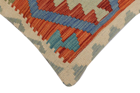 handmade Traditional Pillow Rust Blue Hand-Woven SQUARE 100% WOOL Hand woven turkish pillow2 x 2