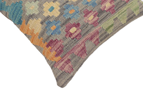 handmade Traditional Pillow Gray Blue Hand-Woven SQUARE 100% WOOL Hand woven turkish pillow2 x 2