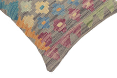 handmade Traditional Pillow Gray Blue Hand-Woven SQUARE 100% WOOL Hand woven turkish pillow2' x 2'