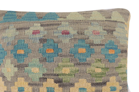 handmade Traditional Pillow Gray Blue Hand-Woven SQUARE 100% WOOL Hand woven turkish pillow2 x 2