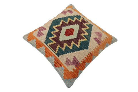 handmade Traditional Pillow Blue Rust Hand-Woven SQUARE 100% WOOL Hand woven turkish pillow2 x 2