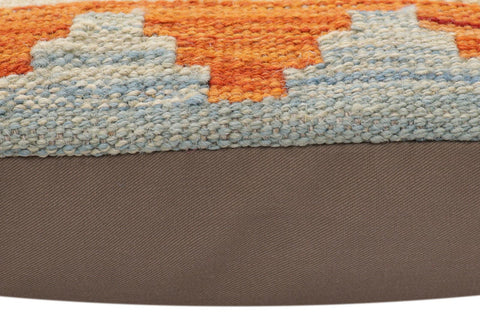 handmade Traditional Pillow Blue Rust Hand-Woven SQUARE 100% WOOL Hand woven turkish pillow2 x 2