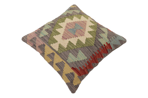 handmade Traditional Pillow Gray Red Hand-Woven SQUARE 100% WOOL Hand woven turkish pillow2 x 2