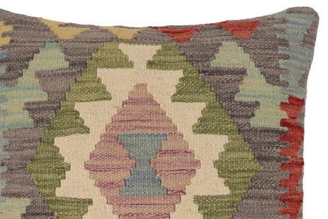 handmade Traditional Pillow Gray Red Hand-Woven SQUARE 100% WOOL Hand woven turkish pillow2 x 2