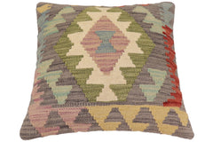 handmade Traditional Pillow Gray Red Hand-Woven SQUARE 100% WOOL Hand woven turkish pillow2' x 2'