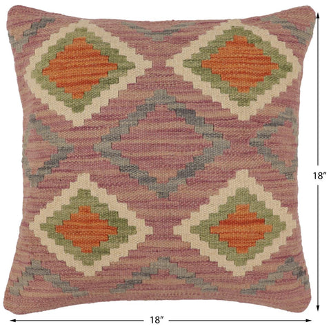 handmade Traditional Pillow Purple Rust Hand-Woven SQUARE 100% WOOL Hand woven turkish pillow2 x 2