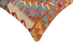 handmade Traditional Pillow Rust Blue Hand-Woven SQUARE 100% WOOL Hand woven turkish pillow2' x 2'